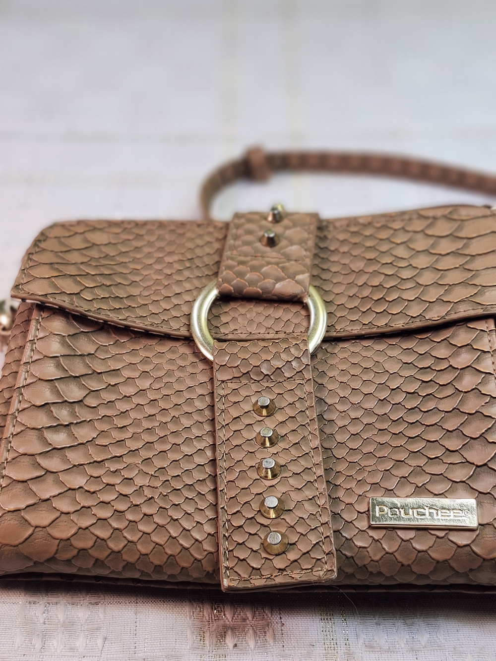 Brown Textured Crossbody Bag